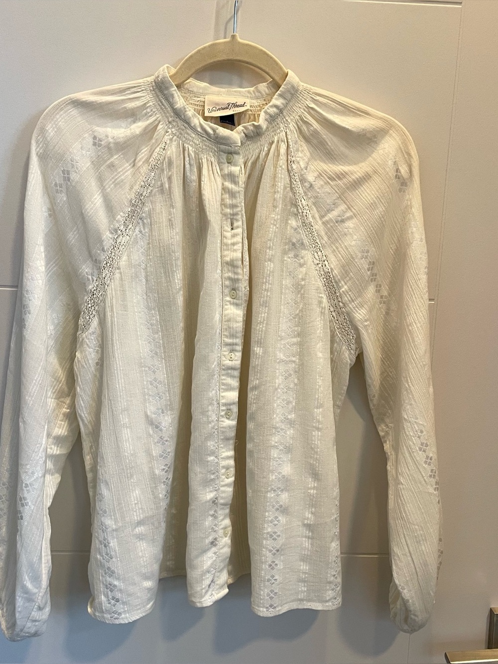 🔥UNIVERSAL THREAD🔥 Lace-Trim Button Front Blouse, Small